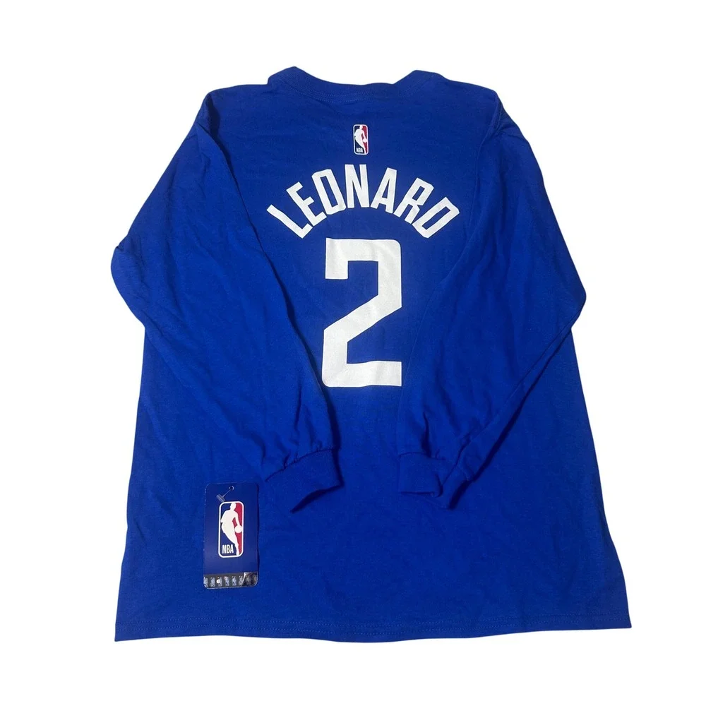 NEW NBA LA Clippers Kawhi Leonard 2 Long Sleeve Shirt Kids Medium 10/12 Blue New